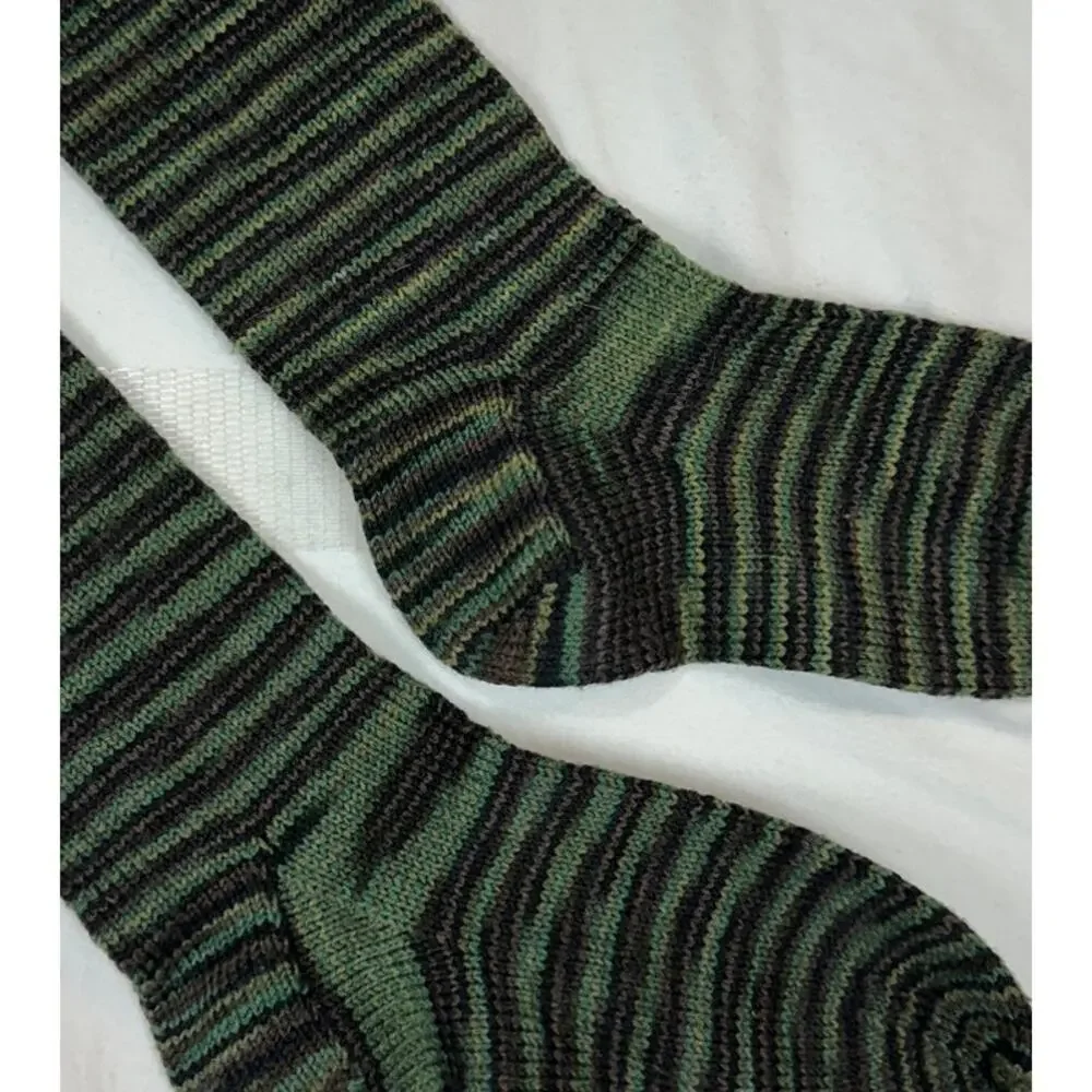 Hand Knit Womens Socks Variegated Green